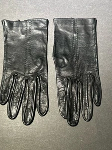 Vintage Women’s EL CORTE  INGLES Blk Leather Gloves Sz XS Pre-owned - Picture 1 of 7