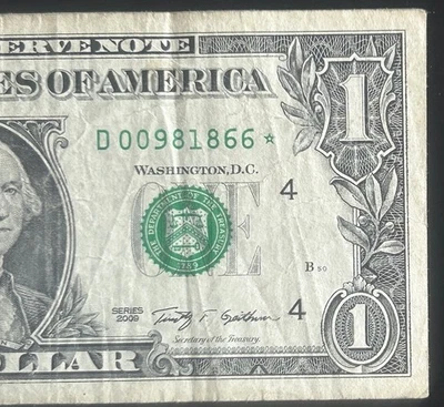 (¡NOTA ESTRELLA PINBALL!) $1 Flipper Fancy número de serie D00981866* serie 2009 Foto 1 de 4