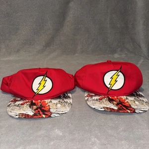 Lot Of 2 Flash Hat Cap Snap Back Red DC Comics One Size Adjustable Wool 🔥 - Picture 1 of 5
