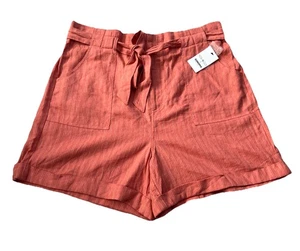 Pantalones Cortos Sonoma Para Mujer Talla XL Mezcla de Lino Naranja Blanco Bolsillos a Rayas Nuevos - Imagen 1 de 11