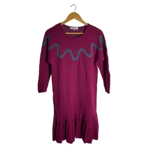 Christian Dior Long Sleeve Wool Dress Purple Size M Used Condition Small Holes - Picture 1 of 8