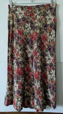 Falda De Colección August Seda 100% Seda Talla 10 Tostada con Estampado Floral  Foto 1 de 4