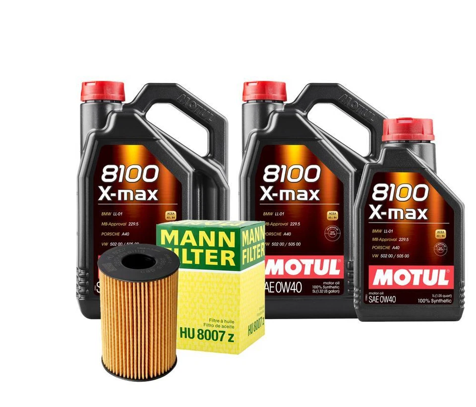 Kit de cambio de aceite de motor filtro Mann 11L Motul 8100 X-MAX 0W40 F10 G30 M550i xDrive Foto 1 de 1