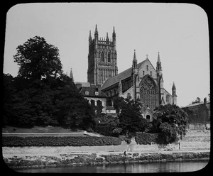 Magisches Laternendia WORCESTER CATHEDRAL UM 1890 HISTORISCHES FOTOGRAFIE ENGLAND - Bild 1 von 3