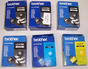 6 x Brother LC47 cartridges 4 x black,cyan,yellow for DCP-120C,MFC-5840CN,3240C+ - Picture 1 of 1