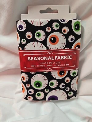 Seasonal Fabric 1-Yard Precuts Eyeballs 100% Cotton 36x44 91.45x111.8cm  NEW - Image 1 of 4