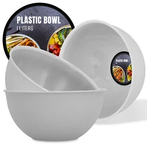 Cuenco de plástico cuenco 1 l ensaladera cuenco redondo cuenco para servir gris - Imagen 1 de 5