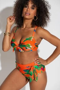 Pour Moi 17505 Paradiso Orange Tropical High Waisted Bikini Brief - Picture 1 of 7