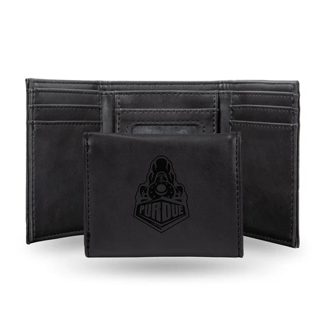 Purdue Boilermakers Laser Engraved Black Trifold Wallet Cover