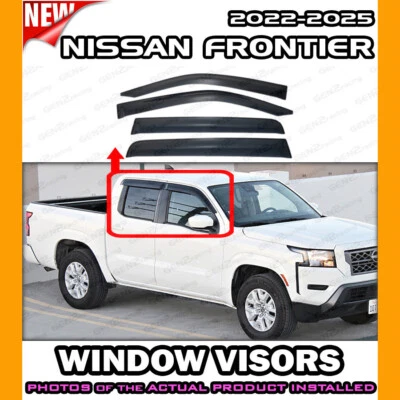 WINDOW VISORS for 2022 → 2025 Nissan Frontier Crew / DEFLECTOR RAIN GUARD SHADE - Image 1 of 4