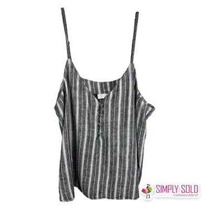 Abundante blusa para mujer cuello en V con correa de espagueti sin mangas gris boho a rayas talla L - Imagen 1 de 8