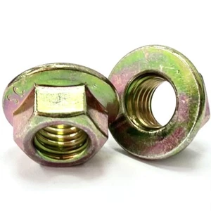 TUERCAS DE BRIDA DE ZINC AMARILLO M5 M6 M8 M10 M10 M12 M14 M16 HEXAGONAL TUERCA CON BRIDA DIN6923 - Imagen 1 de 2