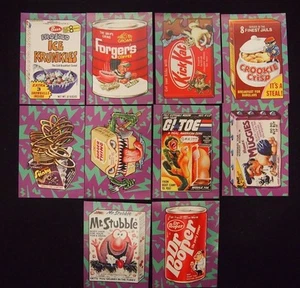 Paquetes Wacky 50 Aniversario Juego Completo 10 Tarjetas Lo mejor de los 80 Pegatinas - Imagen 1 de 1