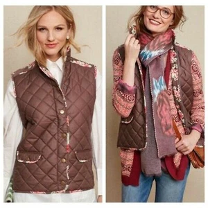 NWT Matilda Jane Sydney Reversible Puffer Vest Small Brown Floral 100% Cotton - Picture 1 of 12