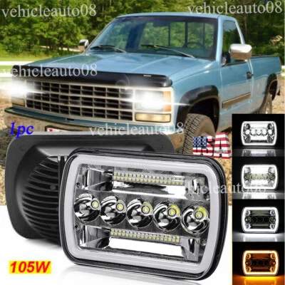 Fit Chevrolet K1500 K2500 K3500 1988-99 Pickup 5x7" 7x6" Led Headlight HI/Lo DRL - Image 1 of 4