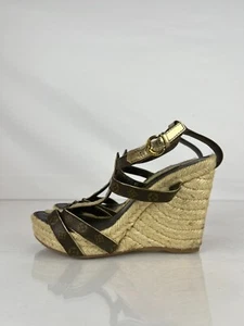 Louis Vuitton Monogram/Metallic Espadrille Wedge Sandals, Size 36 EU/6 US - Picture 1 of 11