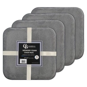 Casabella Seat Cushion, Memory Foam Chair Pad Set of 4 Non Slip Back 16x16 Inch - Picture 1 of 54