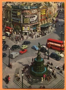 Tarjeta continental London England Piccadily Circus Street Buildings Monument 1963 - Imagen 1 de 3