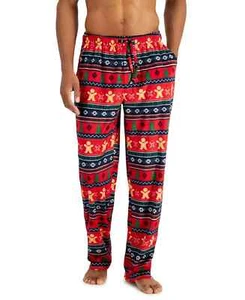 Club Room Men's Fleece Pajama Pants, Red Gingerbread Fair Isle, XXL - Picture 1 of 1