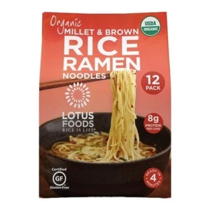 Lotus Food Ramen Noodles Millet & Brown Rice Organic Gluten Free Vegan - 12 Pack - Picture 1 of 7