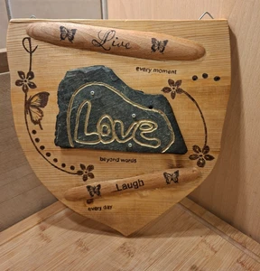 deko holz schiefer live love laugh brett branding TOP Angebot Selten DIY - Bild 1 von 4