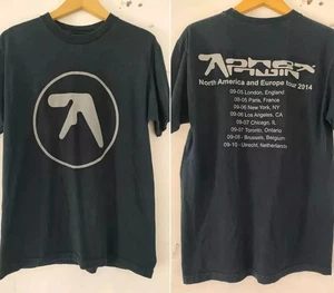 T shirt unisex Aphex Twin 90s Tour 2014 2 lati nera manica corta - Foto 1 di 1