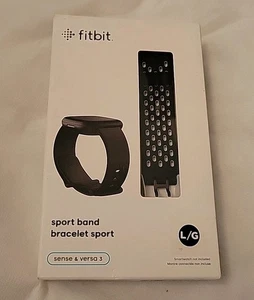 NEW Fitbit Sense & Versa 3 Sport Band Bracelet Sport LARGE BLACK OEM Sealed Box - Photo 1 sur 5