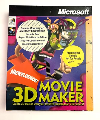 Microsoft 3D Movie Maker Nickelodeon CD-ROM PC 1996 Coleccionable ¡PROMOCIÓN SELLADA! Foto 1 de 4
