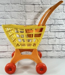 Vintage 1972 Mattel Tuff Stuff Kids Toy Grocery Shopping Cart Orange/Yellow 22” - Picture 1 of 7