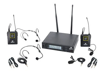 Rockville RWM-DSP-L2 Dual Lapel+Headset UHF 200Ch Microphone System DSP Control - Image 1 of 4