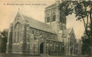 LITCHFIELD, CONNECTICUT, IGLESIA EPISCOPAL DE SAN MICHAEL, POSTAL DE COLECCIÓN - Imagen 1 de 2
