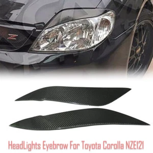 Carbon Fiber Headlight Cover Eyebrows Eyelid Sticker For Toyota Corolla NZE121 - Picture 1 of 12