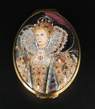 Vintage Halcyon Days Enamel/Copper 'Queen Elizabeth I' Portrait Trinket Box