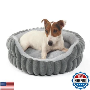 Small Dog Bed High Sides Round Cozy Cat Bed for Winter Washable Orthopedic Pe - Picture 1 of 5