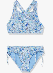 NWT  Splendid Girls Flora Highneck Bra & Tunnel Side Pant Set Blue Size 12