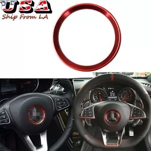 Cubierta de anillo central de cubo de volante rojo para Mercedes B C E CLA GLA GLC 2015-18 - Imagen 1 de 4