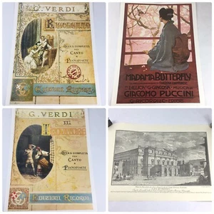 Vtg Opera Scala Milano Theater Art Print Lot Piermarini Ricordi Madam Butterfly - Picture 1 of 24