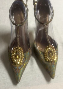 Enzo Angiolini Brocade D'Orsay Stilletto Heels Size 8 1/2 M - Picture 1 of 4