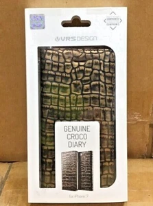 VRS Design Croco Diary Card Slot Wallet Case Cover for iPhone X / XS 7 Plus - Picture 1 of 31