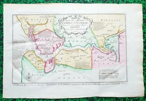 XVIII ème - Rivière de Gambra ou Gambie - Belle Carte par J N Bellin 40x27 1747 - Imagen 1 de 2