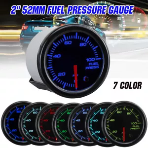 2" 52mm Digital + Pointer 7 Color LED 0-100 Psi Fuel Pressure Gauge Meter+Sensor - Picture 1 of 9