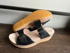 New Dansko Womens 2 strap Sandals Black Leather Slide sz 41/10-5-11 - Picture 1 of 5