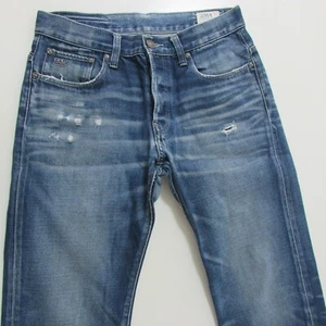G-Star Jeans Mens W32 L30 Blue Straight Denim Button Fly 3301 Distressed - Picture 1 of 11