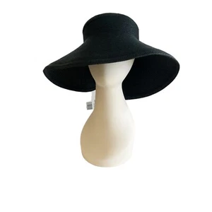 Laura Ashley Large Brim Adjustable Black Visor Sun Fashion Outdoors Shade OS EUC - Picture 1 of 7