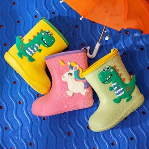 Kids Rain Boots Cartoon Dinosaur for Baby Boys Girls Waterproof Outdoor Rubber - Picture 1 of 14
