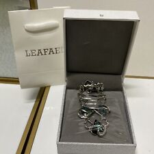 LEAFAEL Infinity Love Heart Link Bracelet Silver Tone w/ Dark Green Birthstone