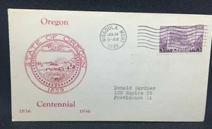 First Day Cover Envelope & Stamp: Oregon Centennial 1936 - Picture 1 of 3
