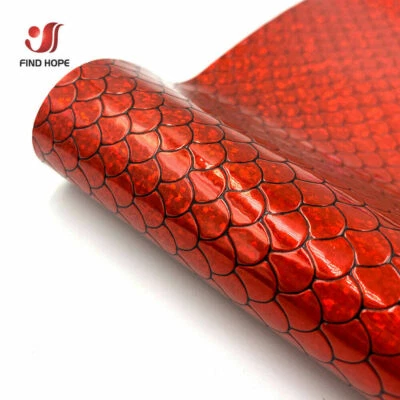 Holographic Mermaid Scale Fabric PU Leather Foil DIY Bow Craft Making Decor Roll - Image 1 of 4