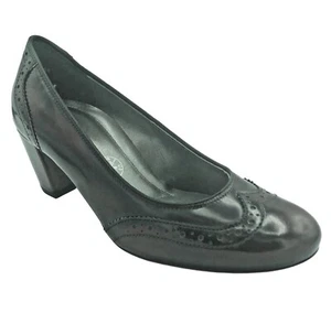 ARA Ladies Leather Formal Heels Court Shoes Mid Heel Brogue Slip On Size 3.5 6 7 - Picture 1 of 3