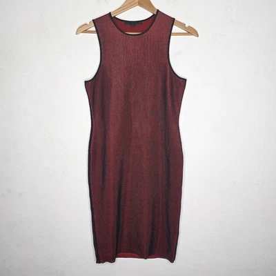 Vestido ceñido al cuerpo Alexander Wang negro/rojo a rayas verticales sin mangas mediano M Foto 1 de 4